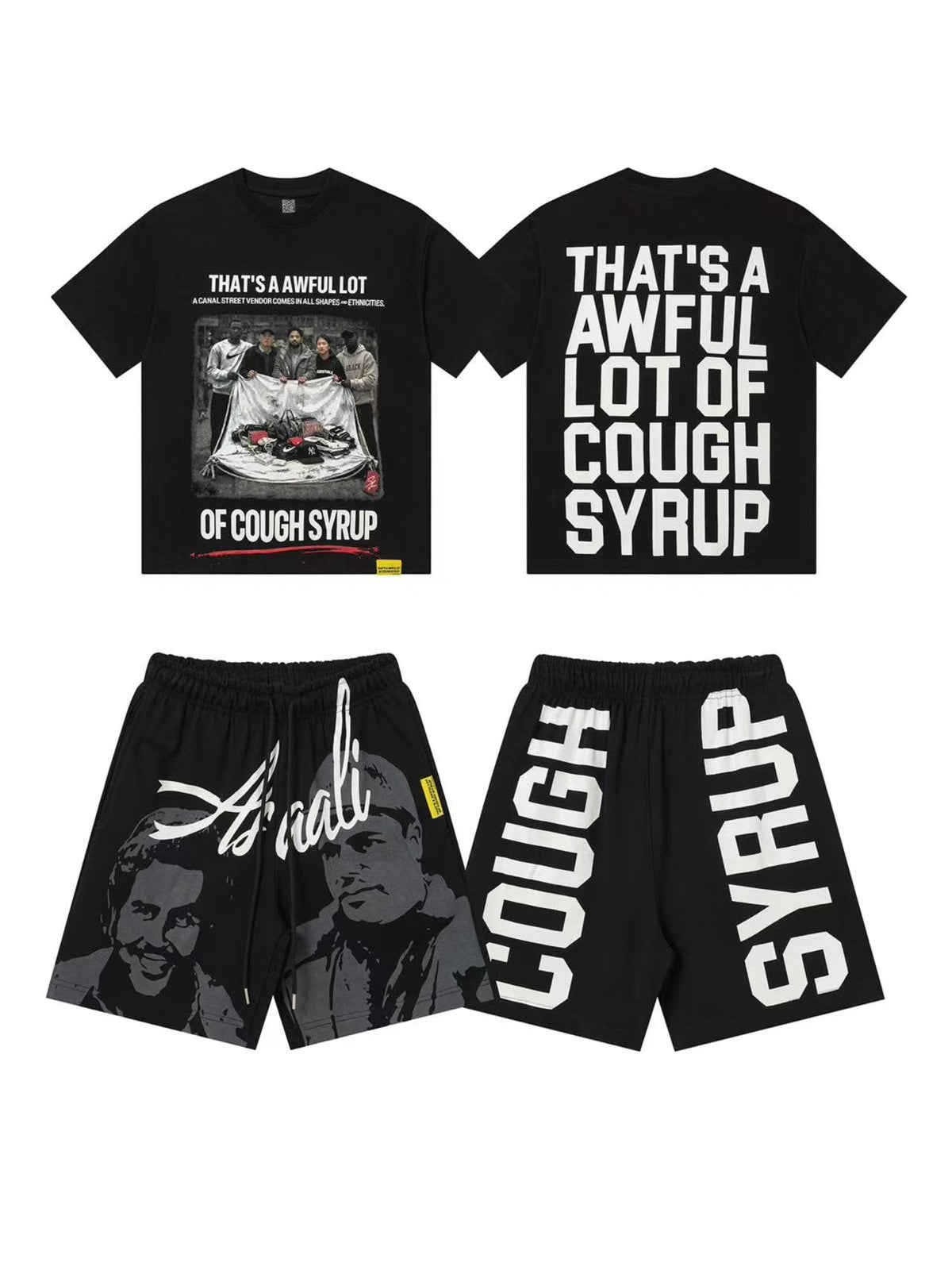 THAT'S A AWFUL LOT OF COUGH SYRUP Photo Graphic Short-Sleeve Set ¡ª front