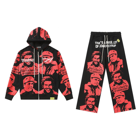 THAT'S A AWFUL LOT OF COUGH SYRUP Star Graphic Zip Hoodie & Pants Matching Set ¡ª hero