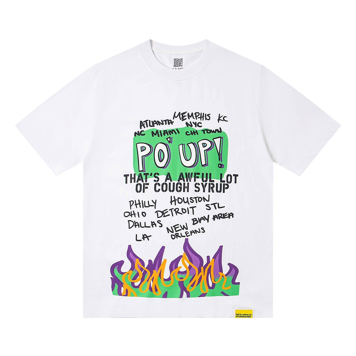 THAT'S A AWFUL LOT OF COUGH SYRUP PO UP Flame Graphic Short-Sleeve T-Shirt ¡ª front