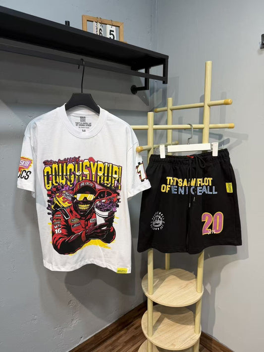 THAT'S A AWFUL LOT OF COUGH SYRUP Racing Graphic T-Shirt & Shorts Set ¡ª front