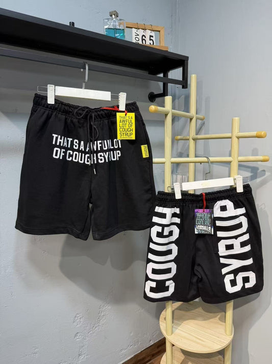 THAT'S A AWFUL LOT OF COUGH SYRUP Small Text Vertical Wordmark Shorts ¡ª front