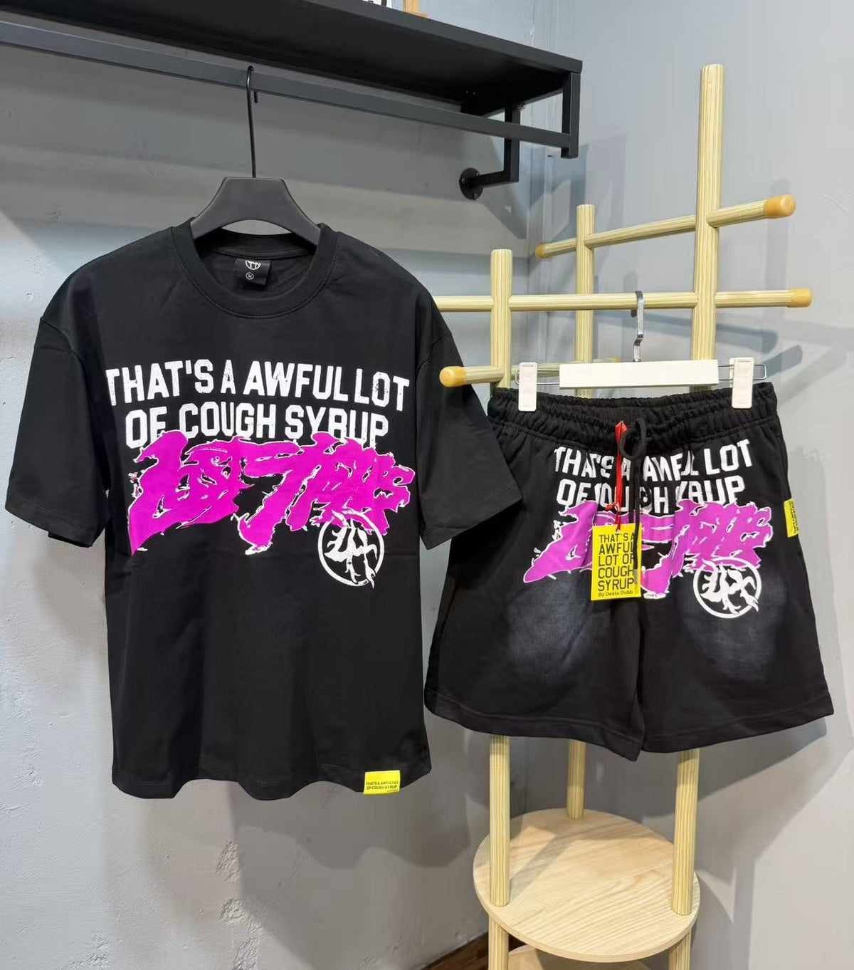 THAT'S A AWFUL LOT OF COUGH SYRUP Graphic T-Shirt & Shorts Set ¡ª context