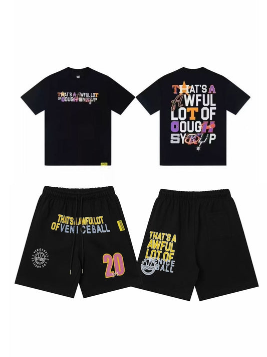 THAT'S A AWFUL LOT OF COUGH SYRUP Text Logo Short-Sleeve Set ¡ª front