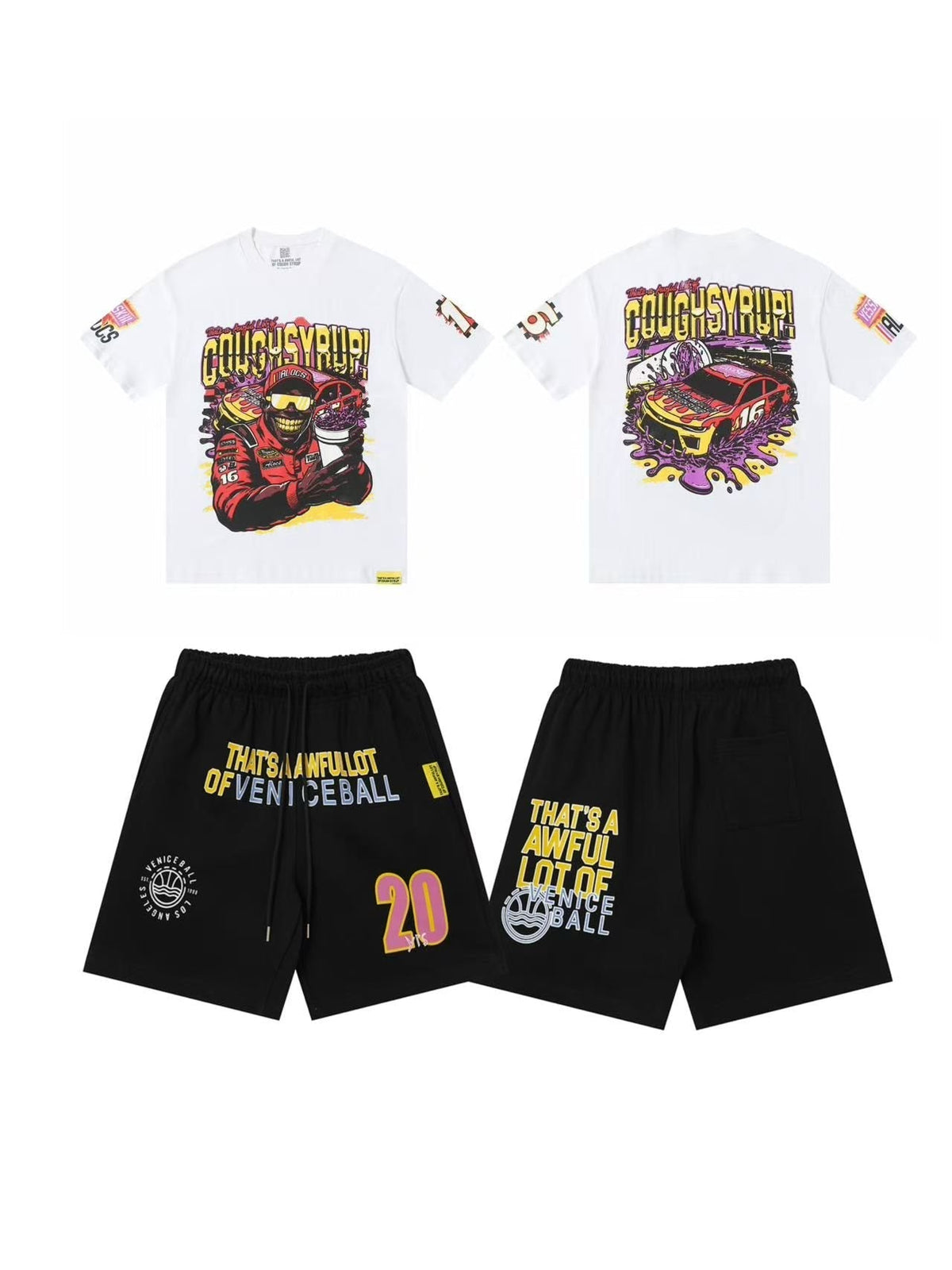 THAT'S A AWFUL LOT OF COUGH SYRUP Racing Graphic Short-Sleeve Set ¡ª front